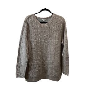 PureJill J. Jill Tan Textured Long Sleeve Pullover Top Sweater Tunic Pockets M